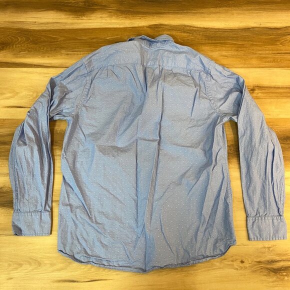 J Crew Shirt Mens Large Blue Woven Button Down Long Sleeve Arrow All Over Print - Picture 2 of 8